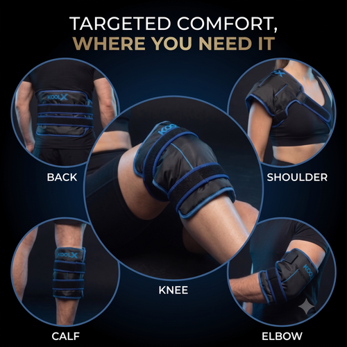 Premium Gel Ice Packs for Injuries Reusable, Flexible Cold Wraps with Straps, Soft Plush & Nylon Sides, Extension Strap, Ice Pack for Knee, Back, Shoulder, Elbow & Calf - Large