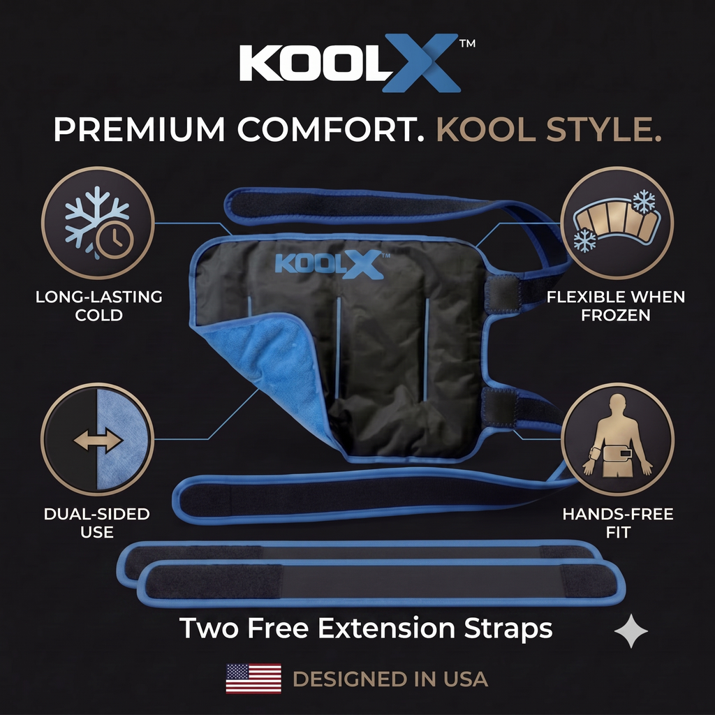 Premium Gel Ice Packs for Injuries Reusable, Flexible Cold Wraps with Straps, Soft Plush & Nylon Sides, Extension Strap, Ice Pack for Knee, Back, Shoulder, Elbow & Calf - Large